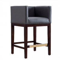 Manhattan Comfort CS005-GY Kingsley 34 in. Grey and Dark Walnut Beech Wood Counter Height Bar Stool